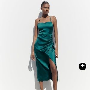 Zara Green Satin Lingerie Dress